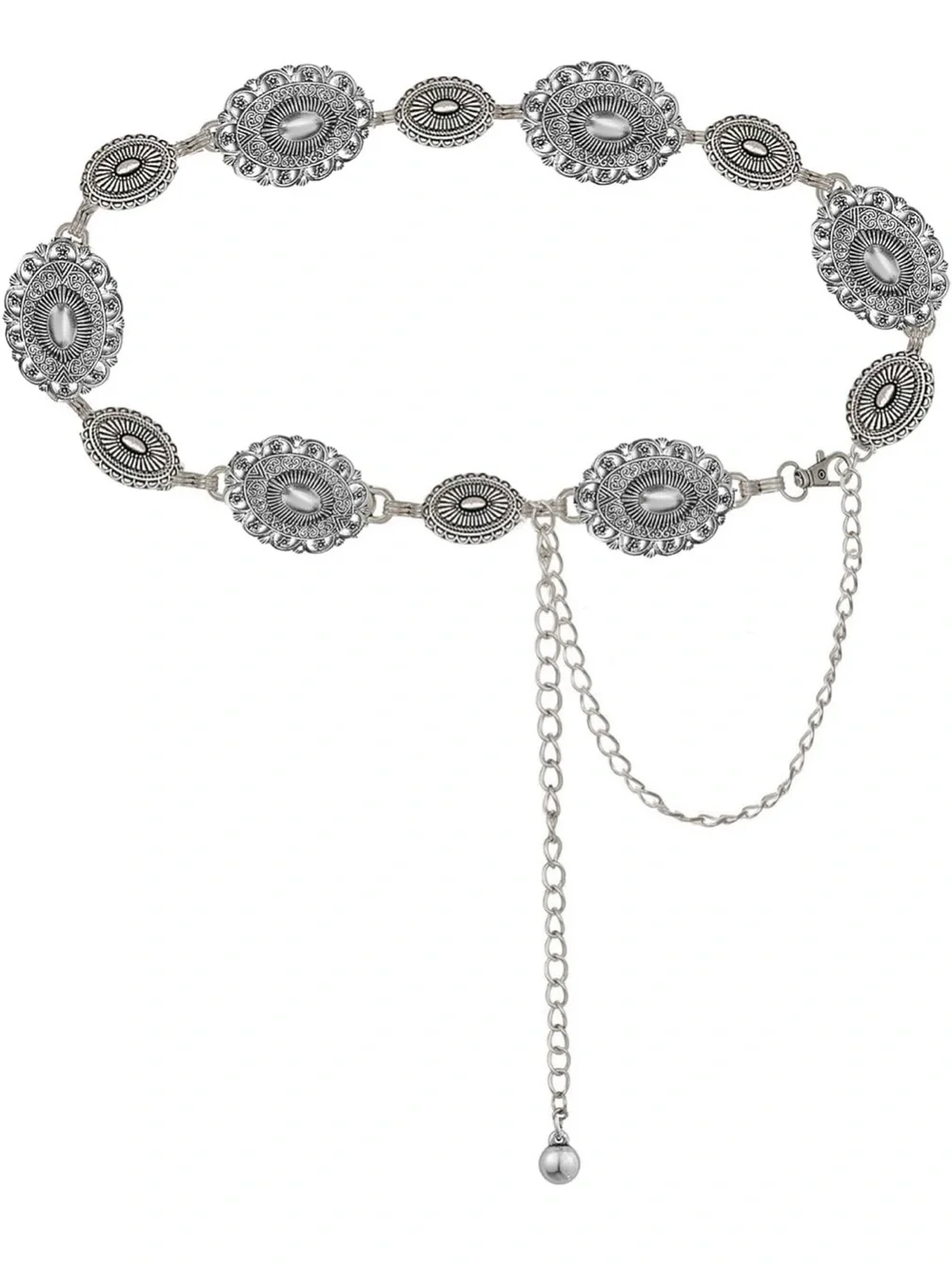 Silver Western Medallion Chain Belt